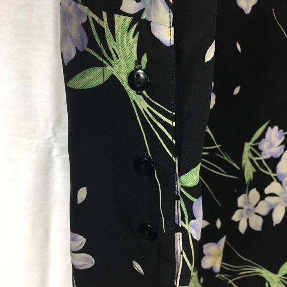 Top shop black white floral size 12 romper button closure on sleeves - Picture 4 of 8